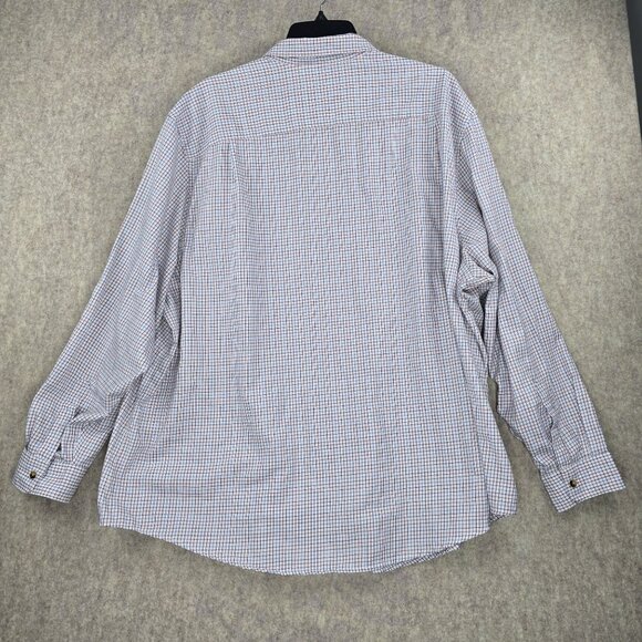 George Mens Button Down Shirt Checkered White/Red/Blue 5XL Cotton Blend Classic - Picture 2 of 7
